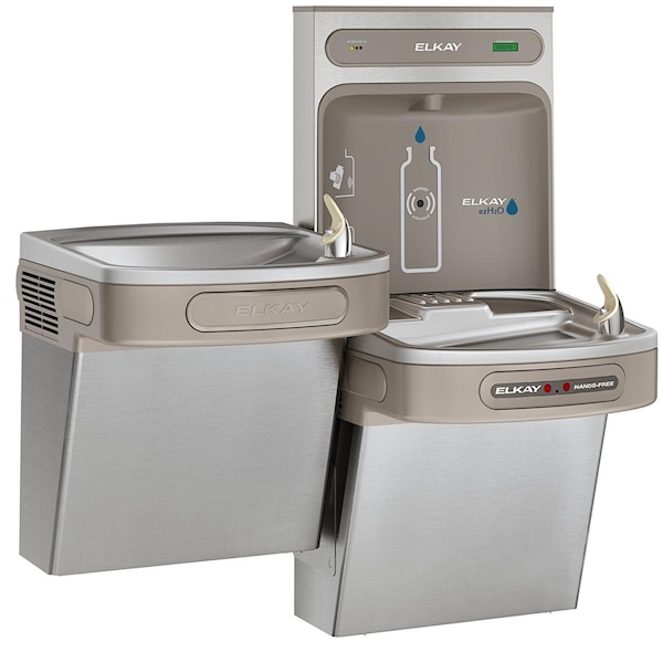 Elkay Bottle Filling Stn, Bi-Lvl Hands Free Ada Cooler Filtered 8 Gph Stainless LZOTL8WSSK - main